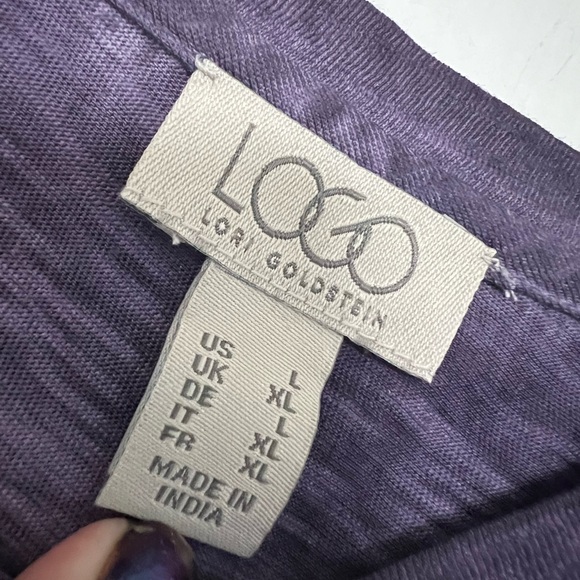 LOGO by Lori Goldstein Short Sleeve Purple Top - Picture 3 of 7